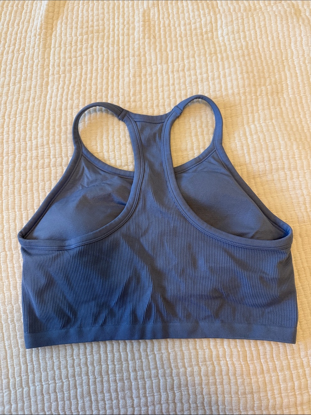Amazon Ribbed Racerback Sports Bra - Navy Blue - Picture 4 of 5